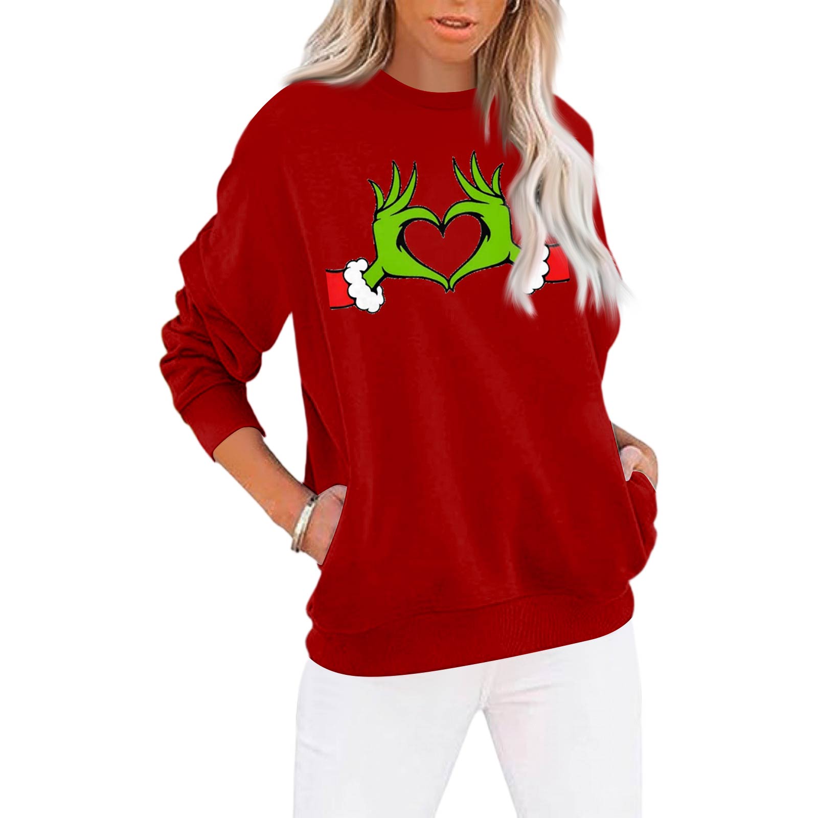 

Christmas Sweatshirts For Women Sweater Cute Shirt Fall Pullover Top L червоний