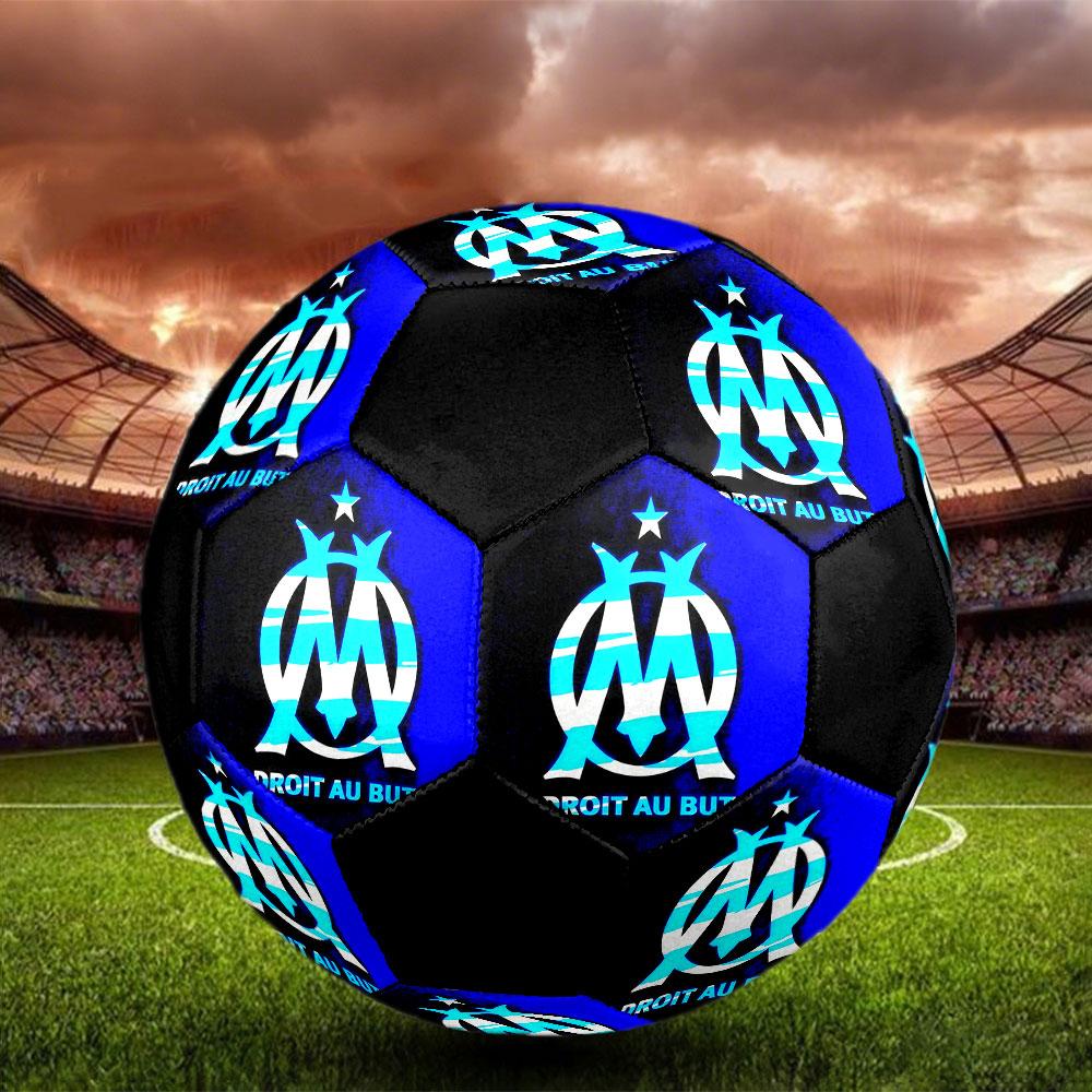 1PC Olympique De Marseille Size 5 Soccer Ball PrahaIndoor Soccer Ball Colorful All Ages Machine Stitched PVC Competition Ready Durable High-Bounce