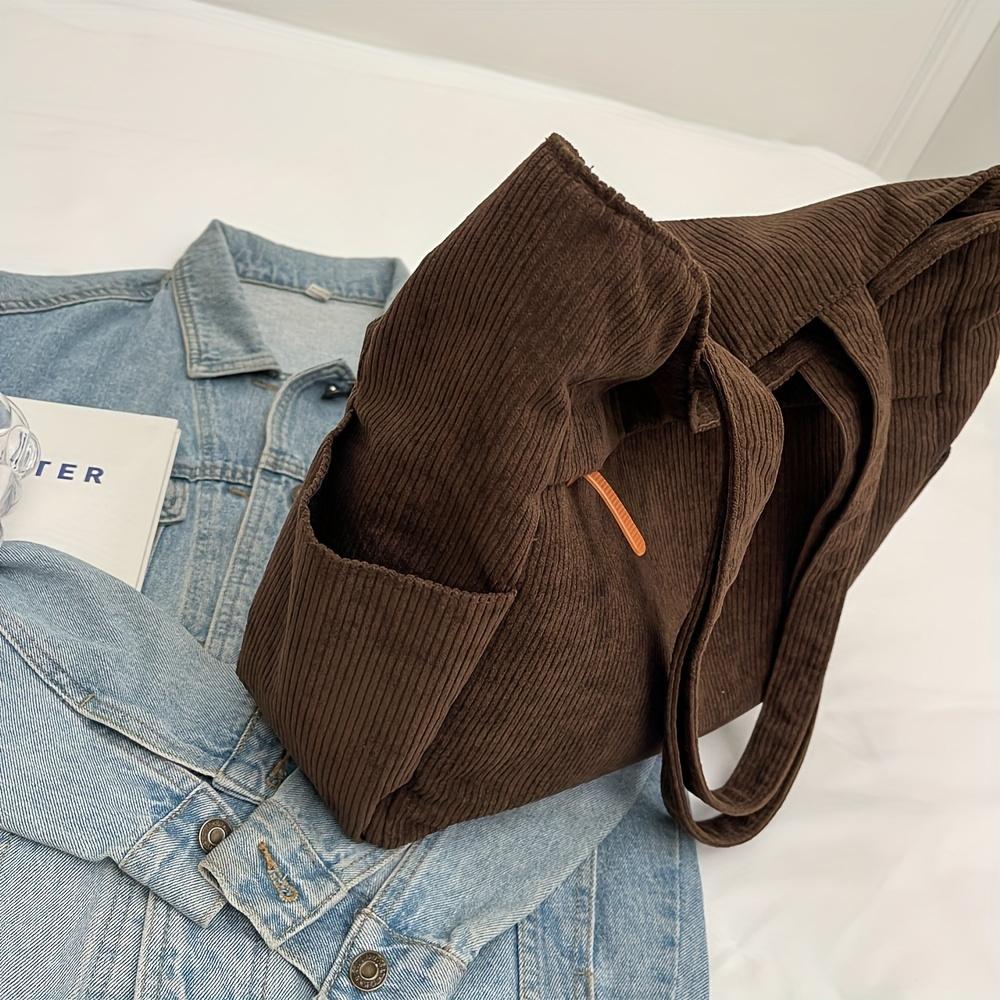 Damen Retro Schultertasche Cord Multi-funktionale Handtasche Große Kapazität Studenten Schulter Pendler Tragetasche Für die Arbeit