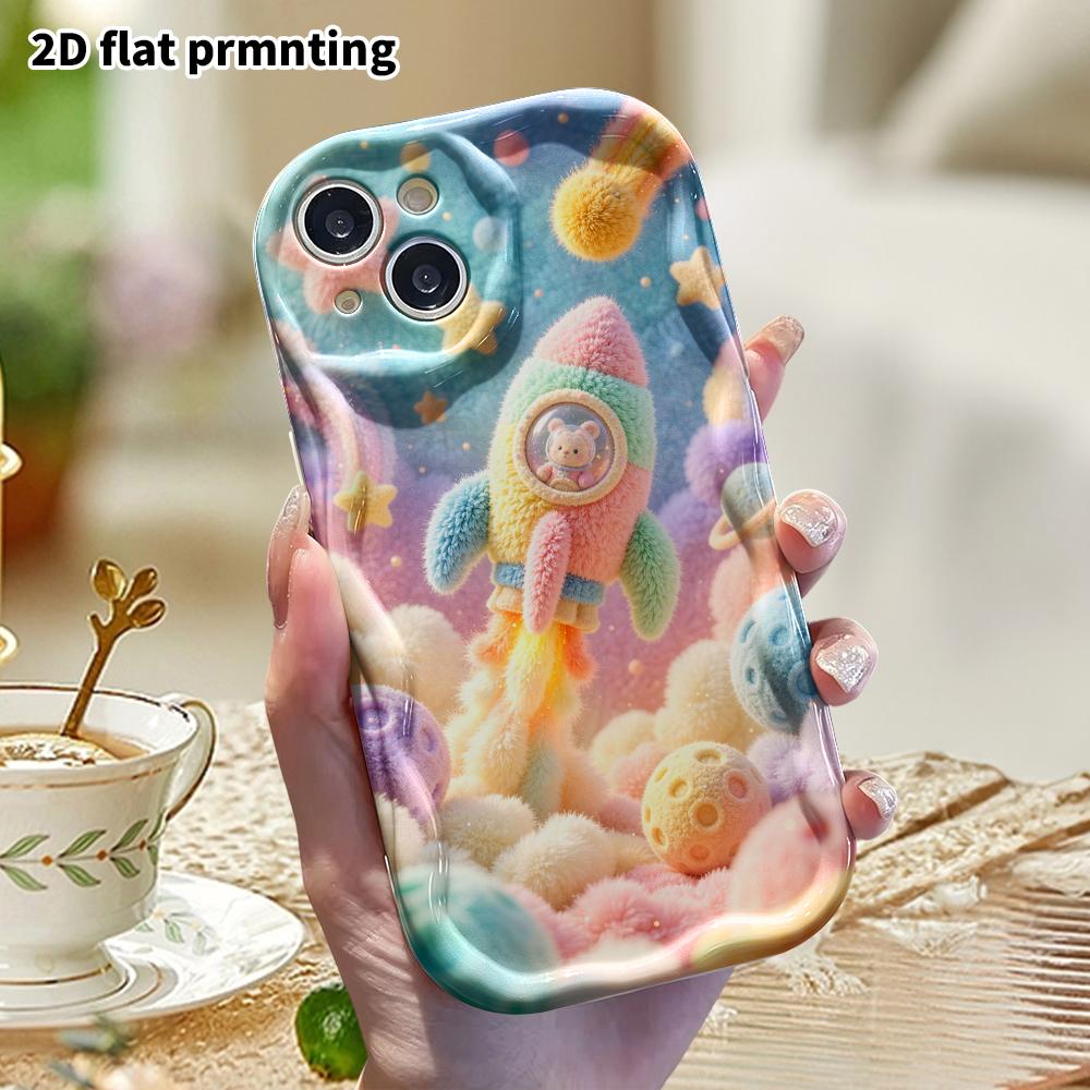 Phone Case: 2D Flat, Fits iPhone 18, 17, 16, 15, 14, 13, 12 Pro Protective Case, Rocket Space Theme, Perfect Christmas and Halloween Holiday Gift