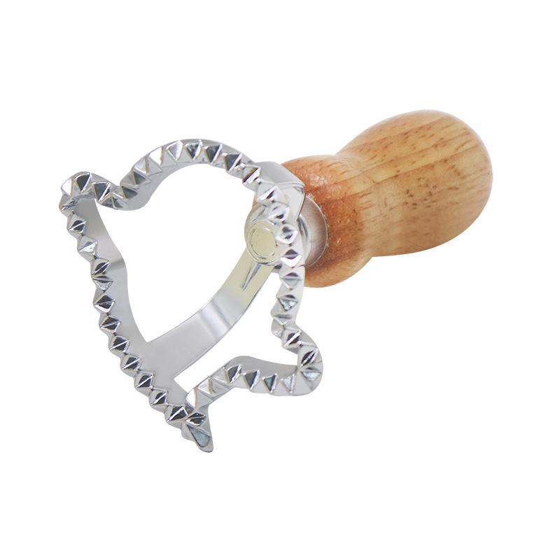 Zinc Alloy Biscuit and Dumpling Edge Embossing Cutter with Wooden Handle