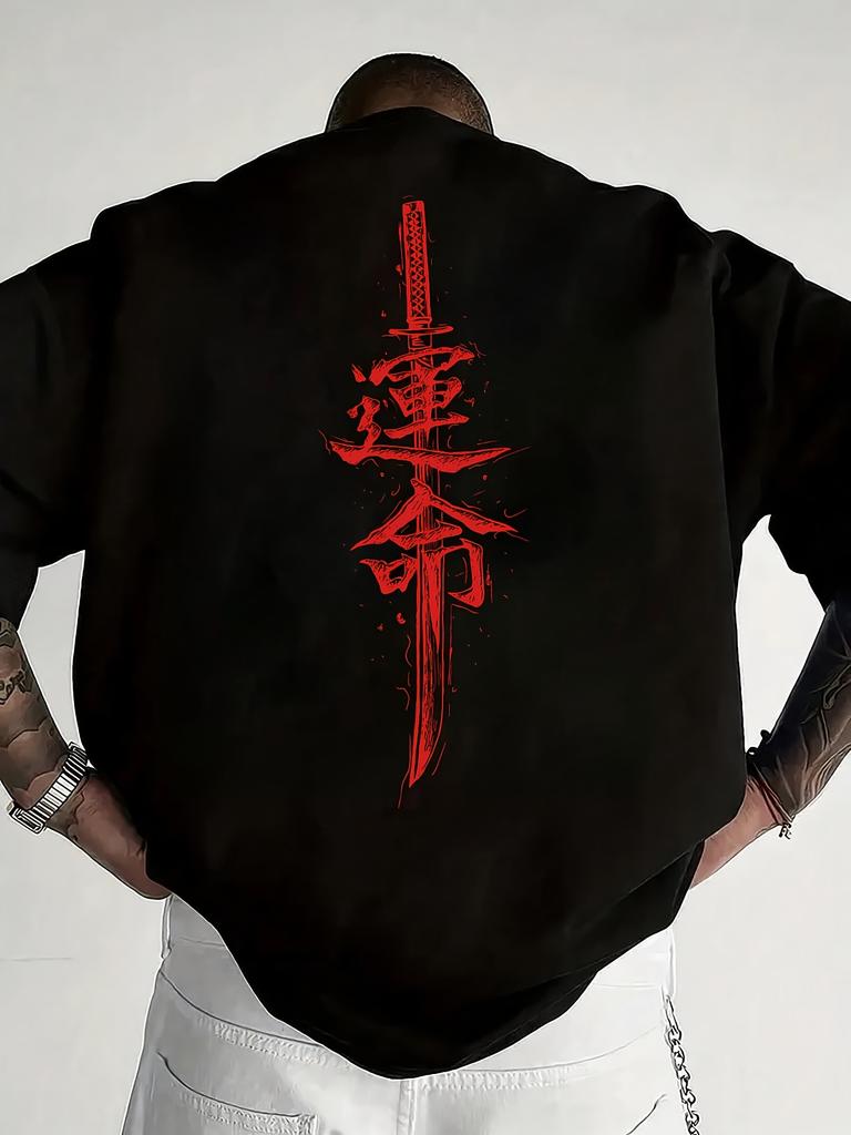 Japanese Samurai Sword Print 100 Cotton Trend Men Women Tshirt Summer Autumn Daily Outdoor Sports Party Casual Short Sleeve
