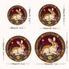 Vintage Rabbit Floral Round Rug Non-Slip Machine Washable Floor Mat 2D Flat Soft Area Rug for Living Room Hallway Easter Decor