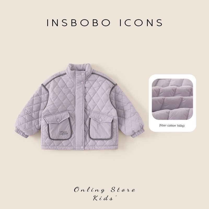Insbobo Girls  Jacket Children s Cotton Clothing 2025 Winter New Children s Clothing Thickened Top Girls  Padded Clothes Light Purple 110 cm