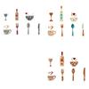 Ländliche Küchenwandaufkleber Dekorationen, Set aus 7 Holzutensilien Wandkunst Set mit handgefertigter Bemalung für die Essbereich Gestaltung