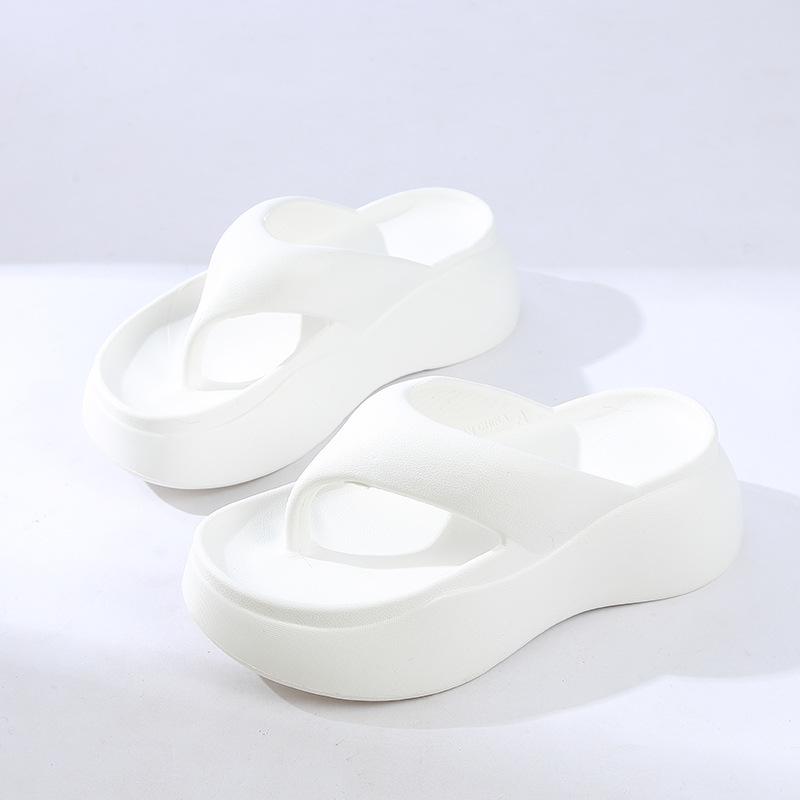 Hao Li Jia Women's Summer Thick Sole Height-Boosting Non-Slip Odor-Resistant EVA Flip Flops