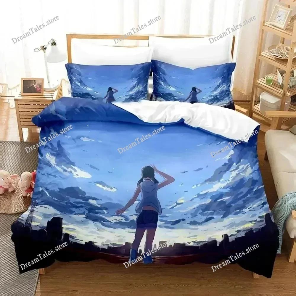 Anime Weathering with You Bedding Set Duvet Cover Bed Set Quilt Cover Pillowcase Comforter king Queen Size Boys Adult Bedding741