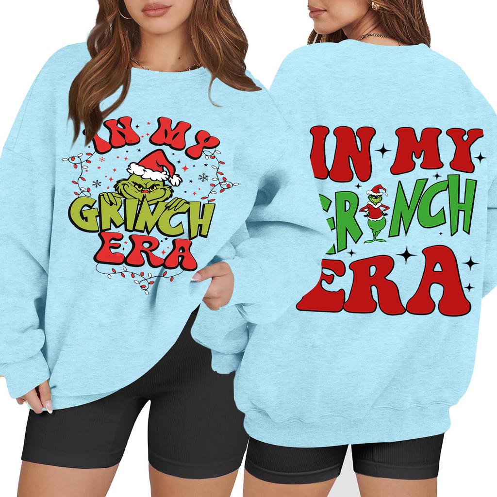 Women's Casual Fashion Long Sleeve Christmas Printed Round Neck Sweatshirt Top