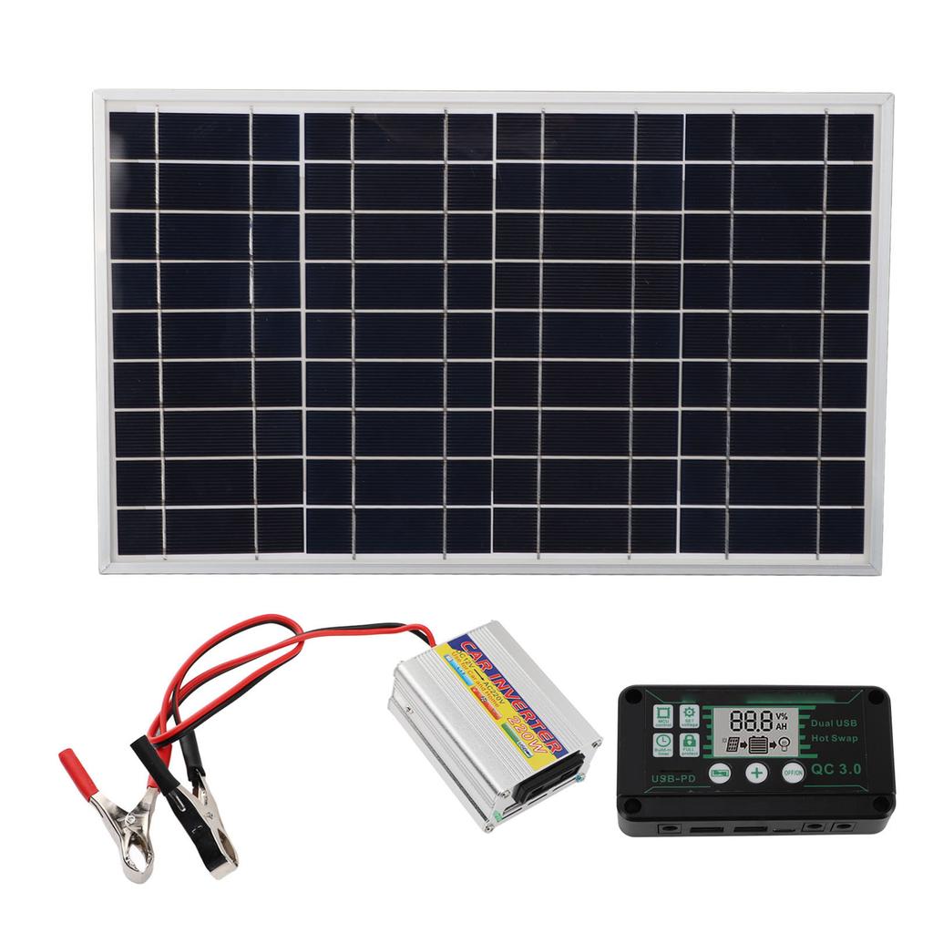 Solar Panel Kit 30W Solar Panel 220W MPPT Power Inverter Waterproof Controller for Power