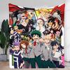 My Hero Academia Colorful Throw Blanket - Featuring Izuku Midoriya, Katsuki Bakugo, Uraraka Ochako & Shoto Todoroki - Soft Plush