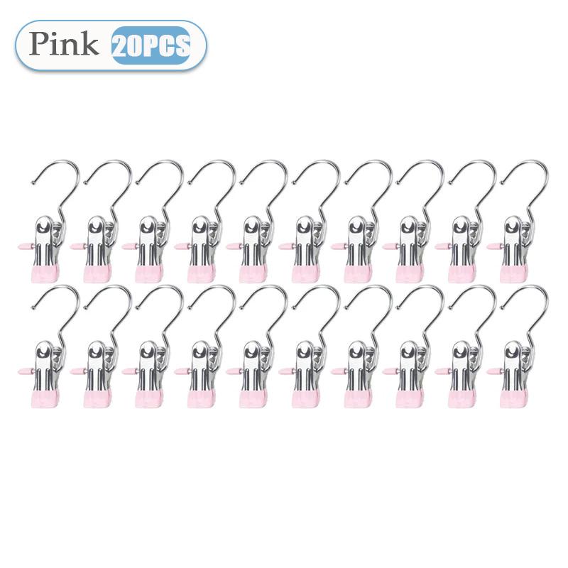 10~80PCS Closet Clothes Organizer No Trace Clothespins Clothes Pegs with Hooks Stainless Steel Socks Drying Clothes Hangers Clip