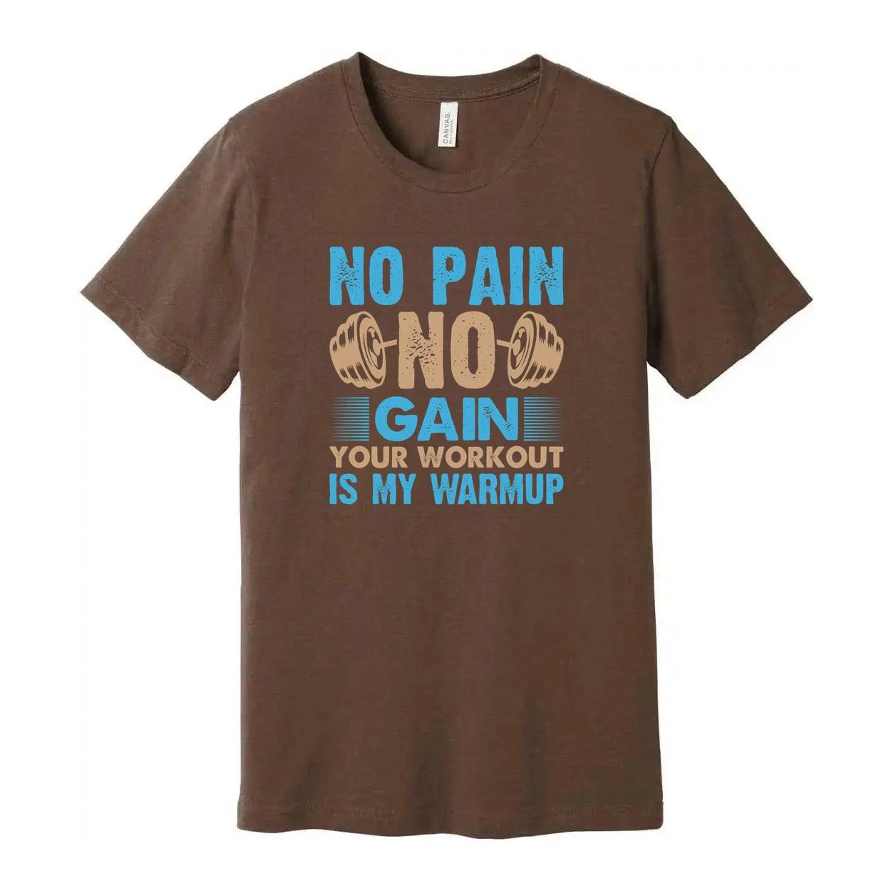 No Pain No Gain Unisex Workout T Shirt With Dumbbell Graphic Vintage Style Soft S