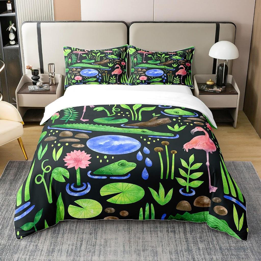 Abstract Duvet Cover Set, Alligator Skin African Animal Crocodile Quilt Cover, 3 Piece Bedding Set With Pillow Shams, Full Size