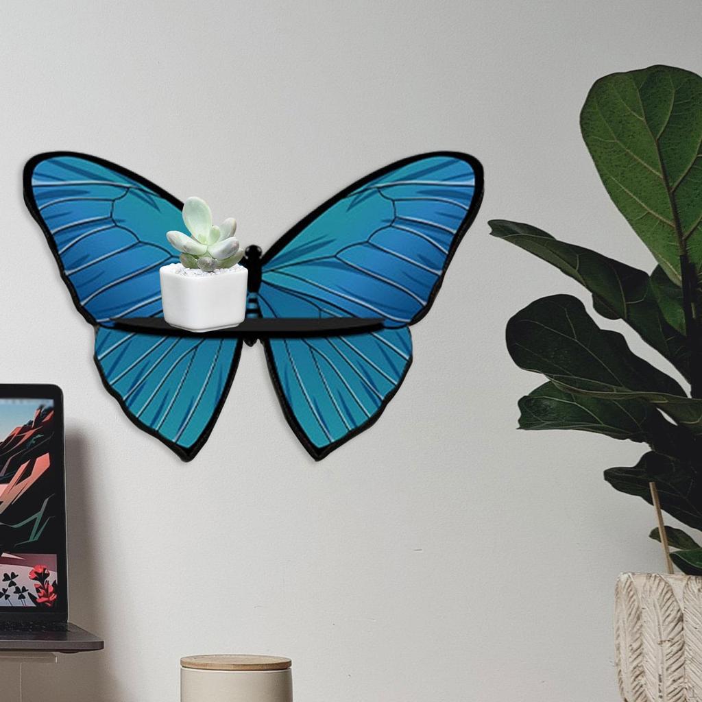 Wooden Butterfly Wall Shelf Decorative Holder Multifunction Organizer Gift Hanging Display Stand
