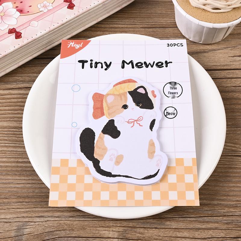 Cartoon Cat Memo Sticky Notes - Cute Irregular Shaped Animal Message Pads for Students