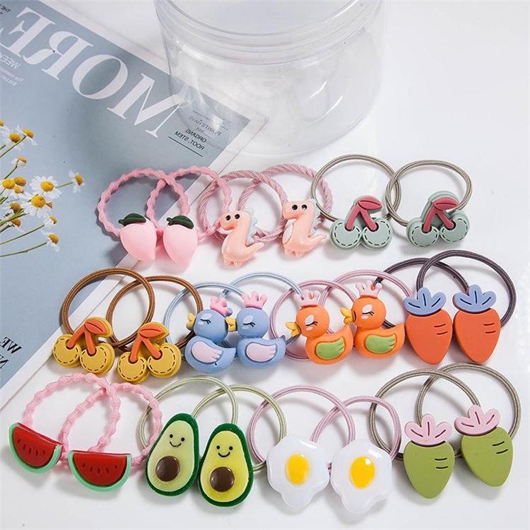 20 Stück pro Dose Ananasfrucht Niedliche Bonbonfarben Cartoon Elastisches Haarband für Kinder