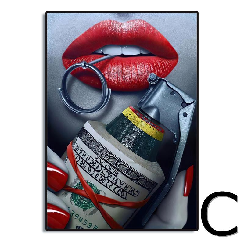 Sexy Bloody Wall Art Canvas Pictures Red Lips Bite Bullet Modern Wall Art Painting Canvas Posters Wall Painting Wall Picture Home Decor No Frame