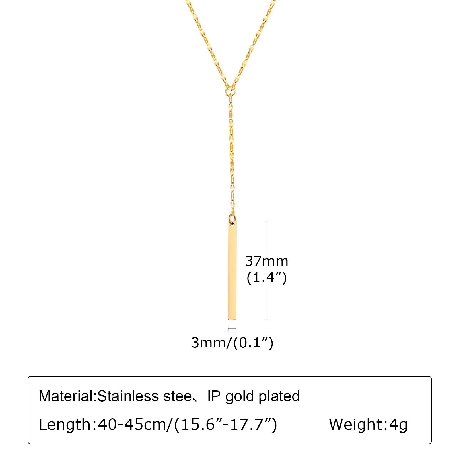 2MM Width Gold Plated Minimalist Lip Chain Rectangular Tassel Necklace,Tassel Pendant Stainless Steel Necklace for Women Gift