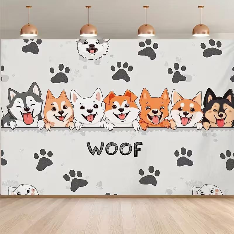 2D Flat Printing Woof Dog Backdrop for Pet Photography and Party Decor