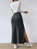 2025 High-Waisted Knit Skirt with Side Slit - Autumn/Winter European & American Style for Women