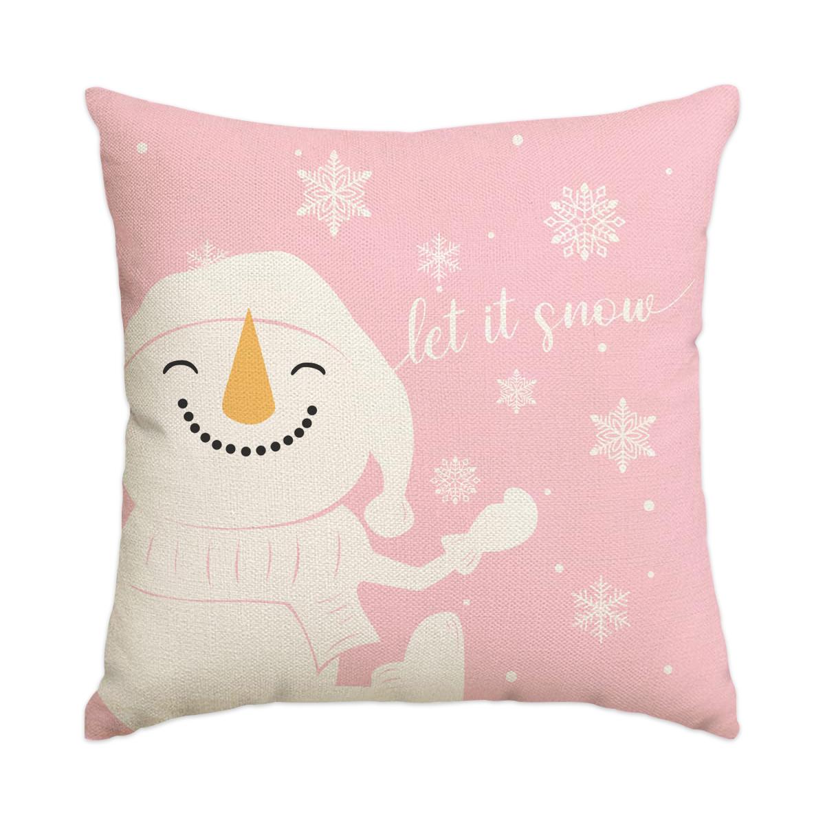 

1/4pcs Christmas Pillow Cover, Pink Printed Cushion Cover, Farmhouse Decorative Sofa, Christmas Decoration (without Pillow Core) 18x18Inch