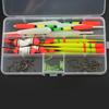 15PCS 3 size Vertical Fishing Float Buoys Bobber Fishing Tackle buoyage with Free Tackle Box + 30pcs Hooks Combo