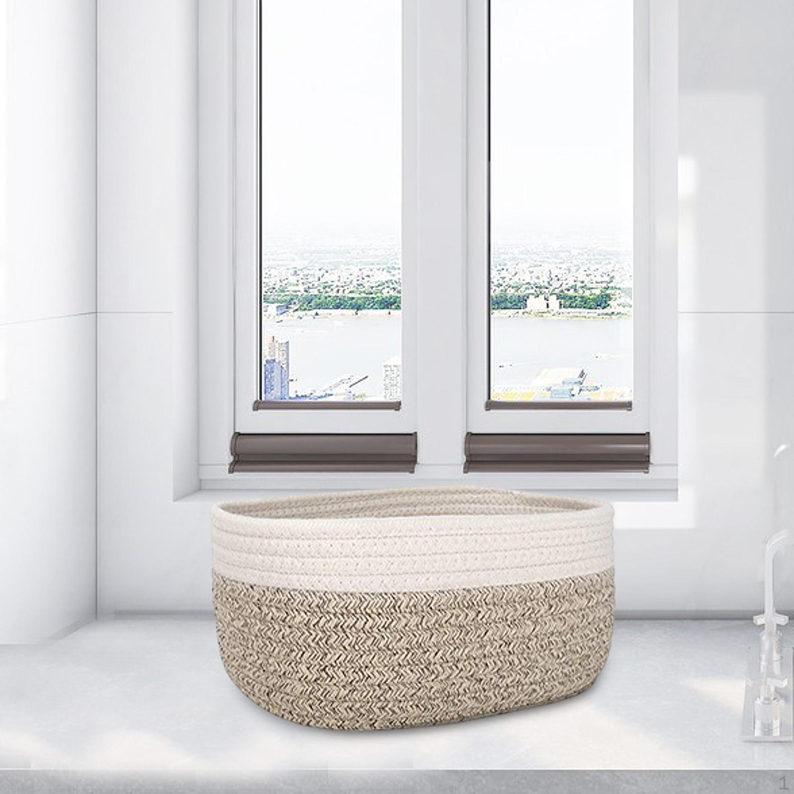 

Корзина из хлопковой веревки в качестве контейнера, идеально подходит для хранения игрушек, пультов дистанционного управления и полотенец в спальне 25cmx18cmx13cm