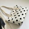 Handheld Polyester Women Tote Bag Large Capacity Casual Shopping Handbag Polka Dot Shoulder Bag Shopping Outing