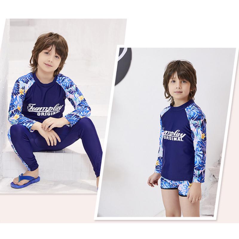 Kids Boys Girls Quick Dry Sunscreen Long Sleeve Swimwear Pants Shorts Set