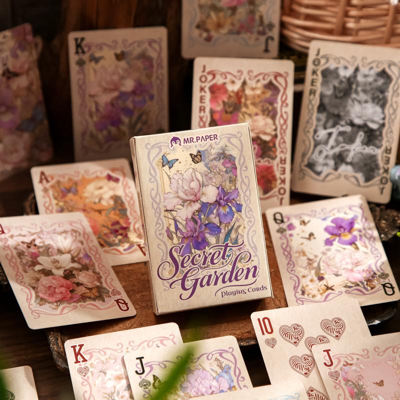 55pcs Secret Garden Playing Cards Floral Collectible Deck Literary Style Game Card Creative Stationery Gift