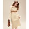 Betu Women's 2025 Winter Jacquard Half-Zip Lapel Slim Midi Dress