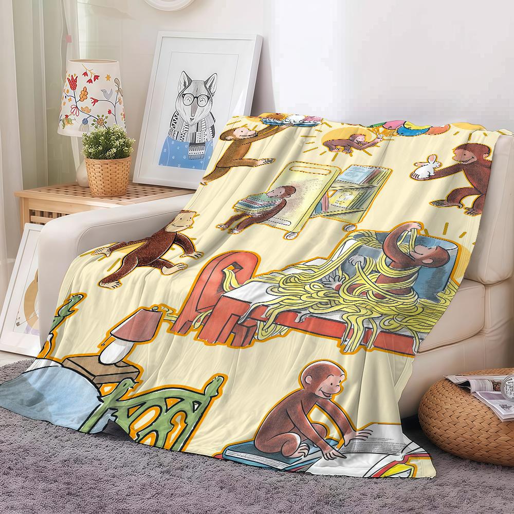 

Cartoon Cute C-Curious G-George Blanket Warm And Soft Suitable For Bedroom Living Room Sofa Bed Office Travel Camping 30x40in