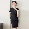 Women's Professional Ruffled Suit Set - Short-Sleeved, Cinched Waist for Hotel Reception Businesswear