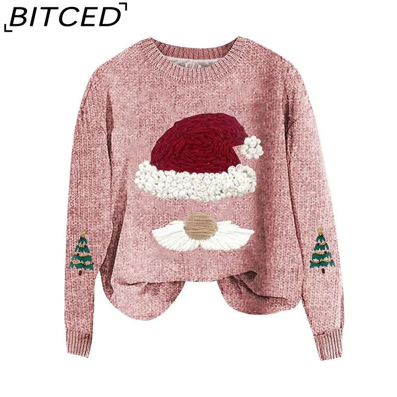 

BITCED Осенне-зимний рождественский свитер Пуловер свободного кроя Вязаный топ Универсальный повседневный свитер L розовый