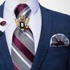 Dibangu Striped Wedding Tie Handkerchief Men's Necktie Pocket Square Ring Tie Set for Gift
