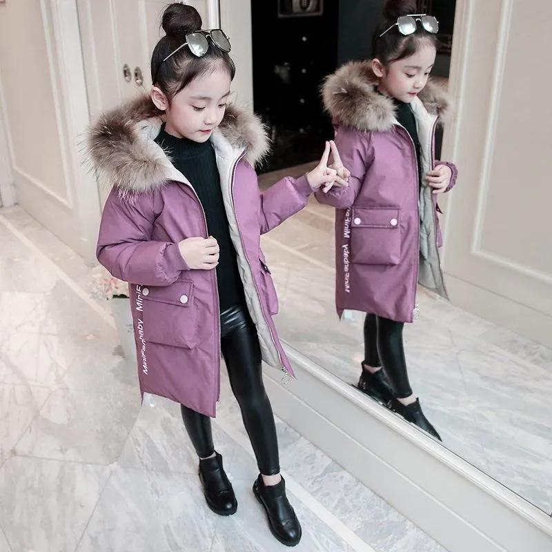 Girls' Cotton Coat Children Girl Jacket Thick Long Winter Warm Coat Parka Hooded Outerwear Clothes Kids Girls Clothing