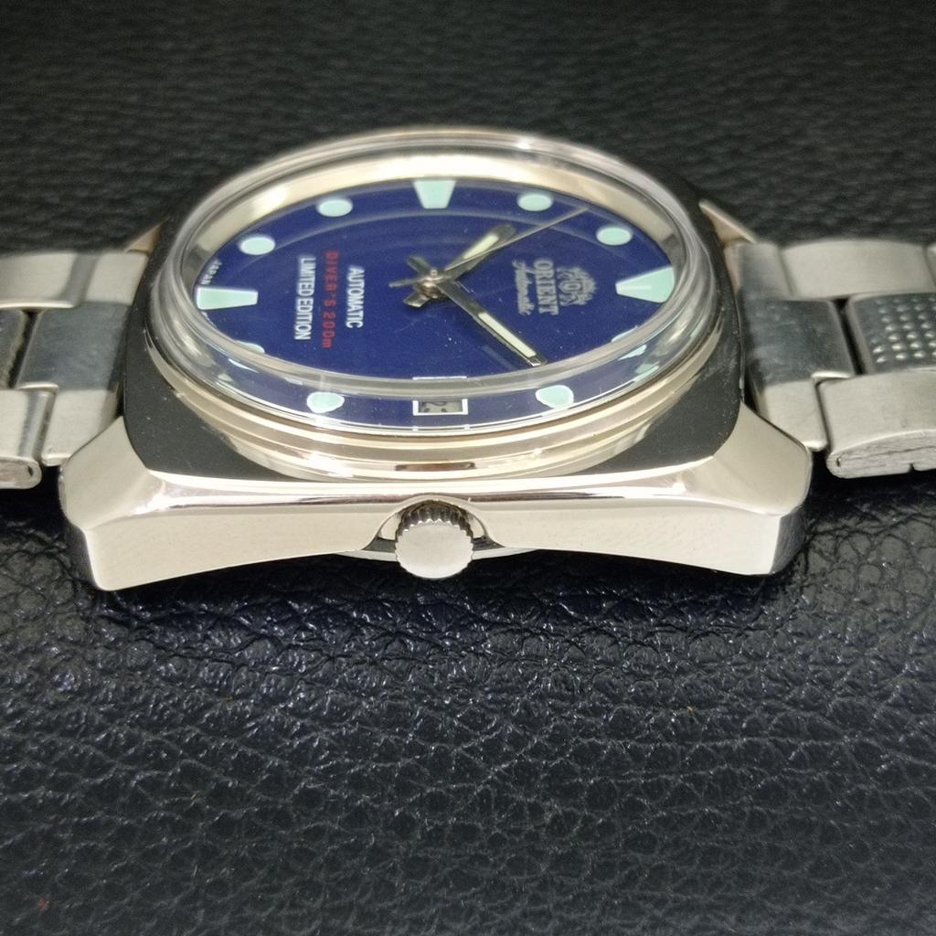 USED ORIENT AUTOMATIC 46941 VINTAGE JAPAN MENS BLUE COLOR DIAL WATCH a702234-5 R123-a702234