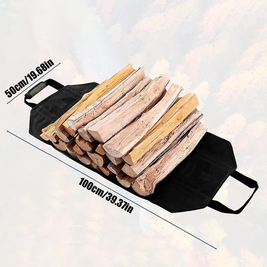 Firewood Bags Waterproof Large Tote Wood Carrying Bag Wood Carrier Canvas For Indoor Outdoor Camping Campfire Stove Barbecue