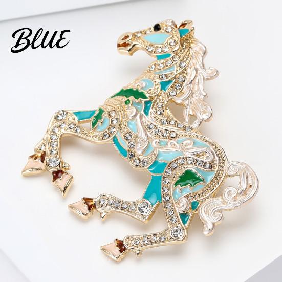 Elegant Horse Accessory Colorful Brooch Rhinestone Encrusted Alloy Lapel Pin