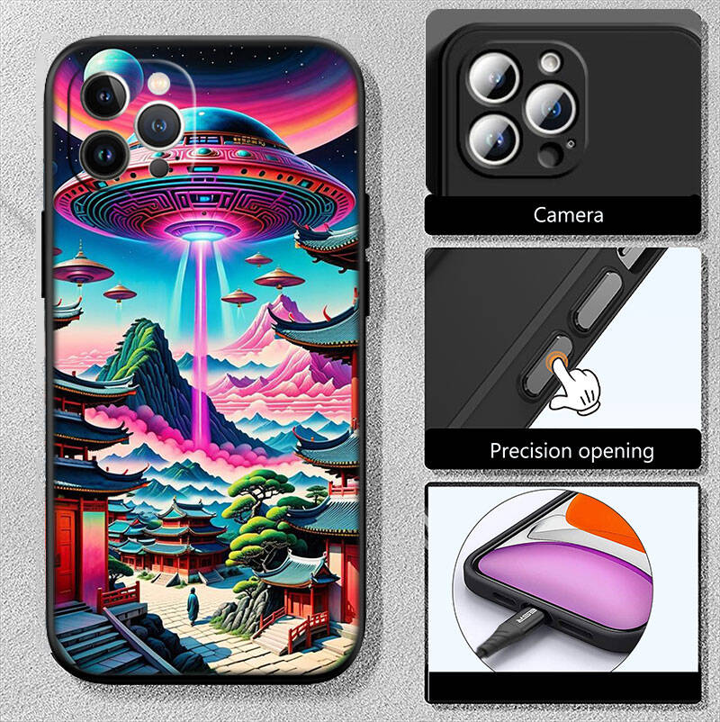 MH140 Space Alien UFO Phone Shell Case for iPhone 7 8 11 12 13 14 15 16 17 16E XS Pro Max XR X SE Air