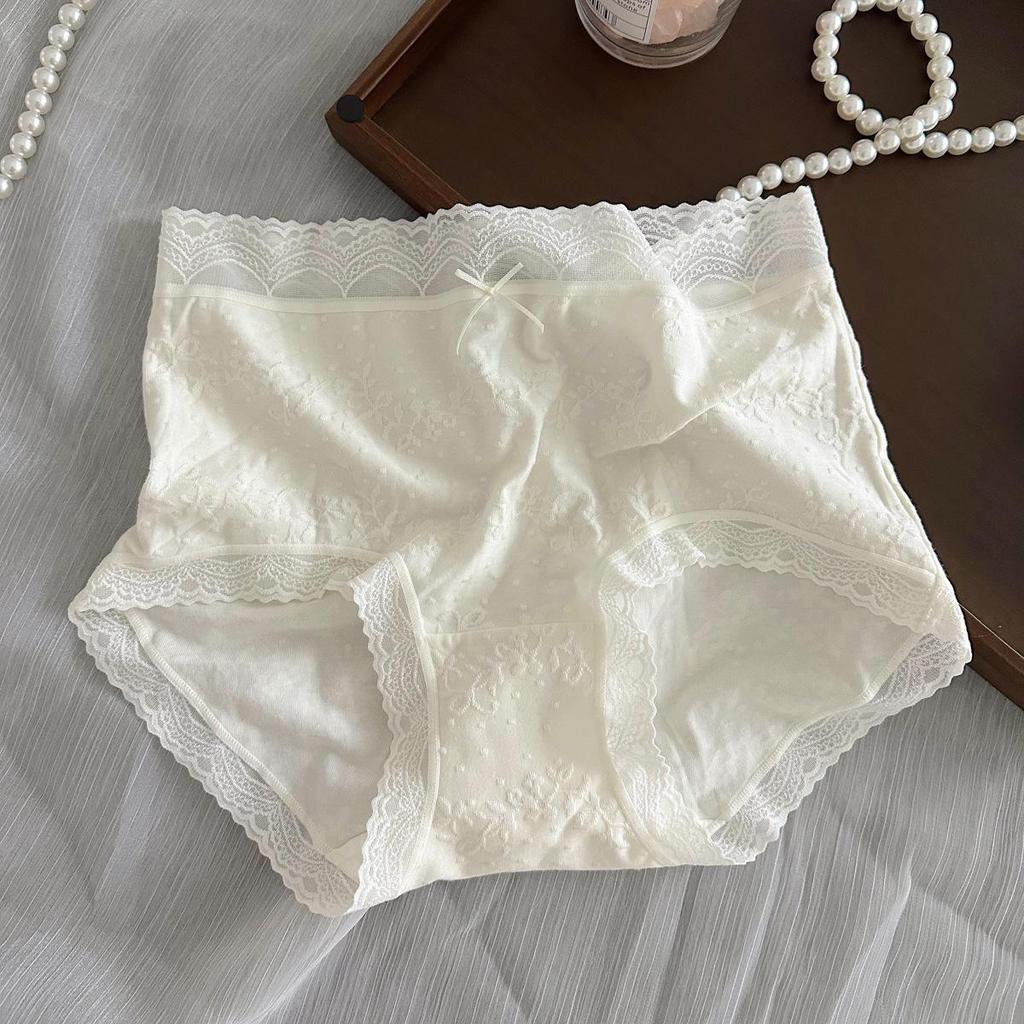 Exquisite Floral French Jacquard Lace-Trim Women's Cotton Panties - Skin-Friendly, Sexy, Hip-Wrapping