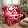 Nottingham Forest FC Custom Name Text Flannel Blanket Soccer Logo Personalized Fleece Throw Blanket Special Gift For Sofa Bedroom Home