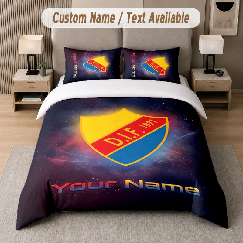 Custom Bedding Set Djurgårdens IF Pattern, Print Name Text 1 Duvet Cover Plus 2 Pillowcases Home Textile