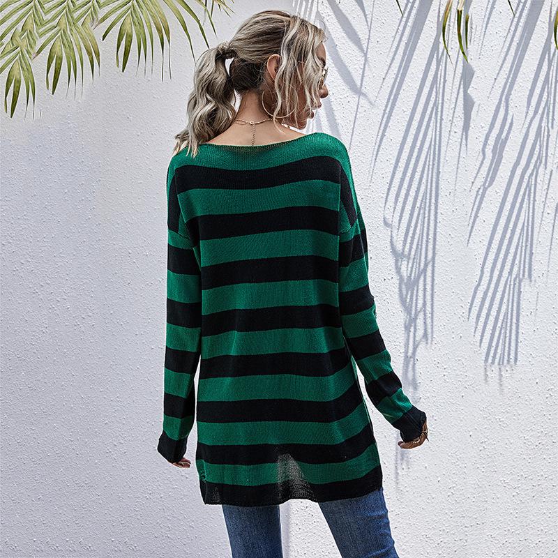Women's Sweater, Striped, Long Sleeve