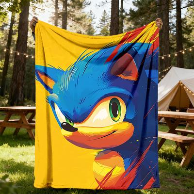 1PC Sonic Art Outdoor Flannel Throw Blanket HD Printed Lightweight Soft Warm All Season Blanket for Sofa, Bed, Travel