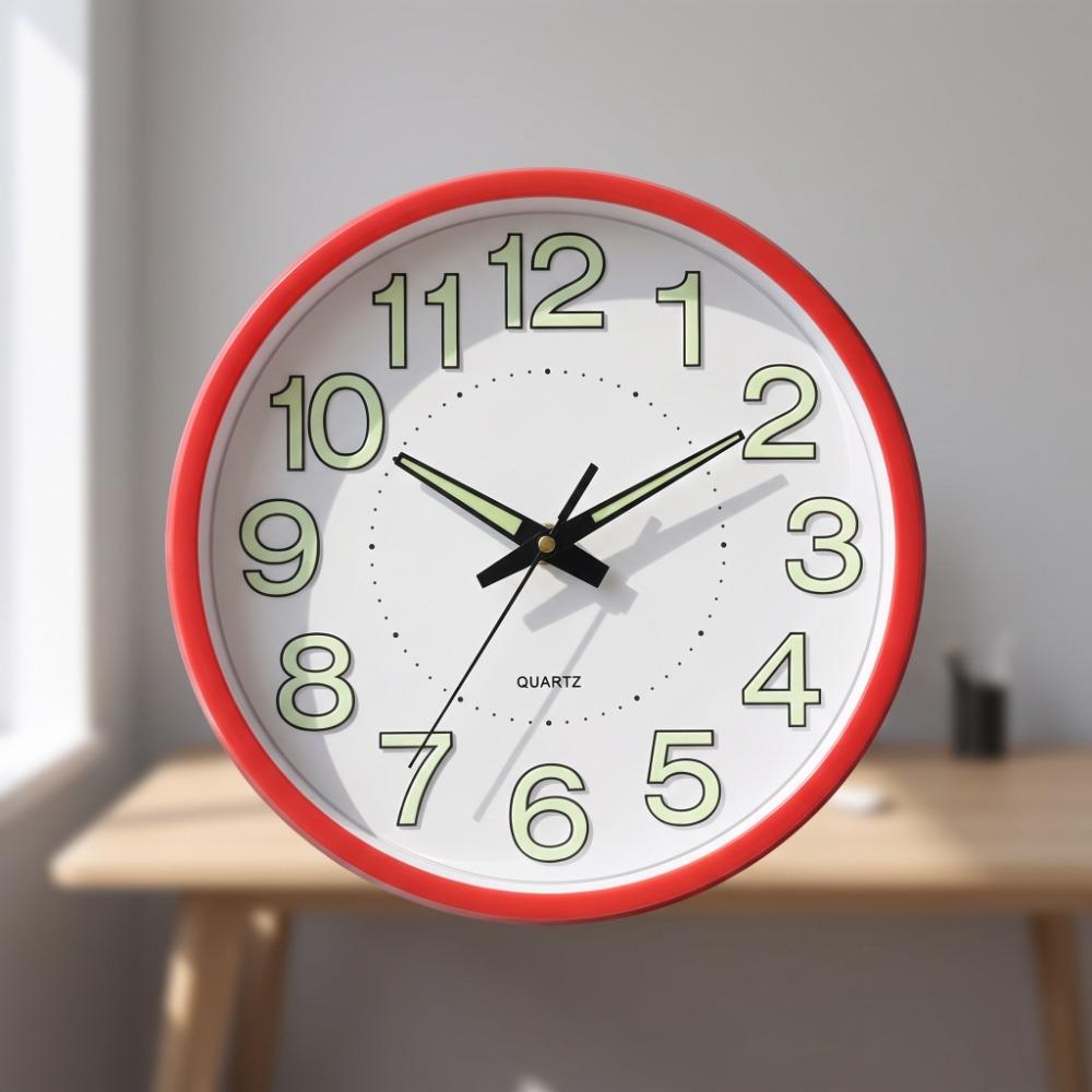 Plastic Frame Silent Quartz Clock 12 Inch Luminous Wall Clock Quiet Analog Clock Office Decor