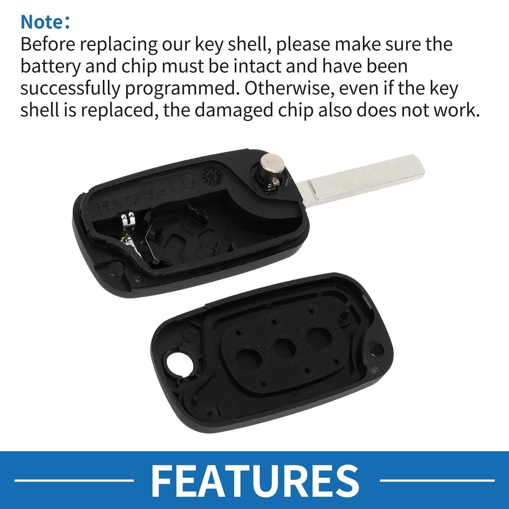 [A ABSOPRO] Renault Compatible 3 Button Key Shell Case Keyless Entry Remote Key Fob Replacement Case for Clio