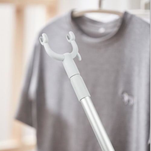 Adjustable, Lightweight, Telescopic Clothes Drying Rod Extension Closet Hook Rod for Laundry (Gray)
