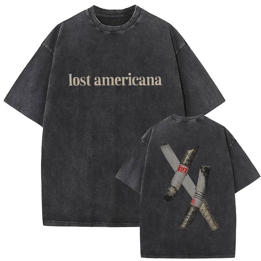 MGK Lost Americana Tour 20252026 Vintage Gewaschenes T-Shirt Herren Damen Sommer Mode Baumwolle Kurzarm T-Shirt Fans Geschenk Kleidung