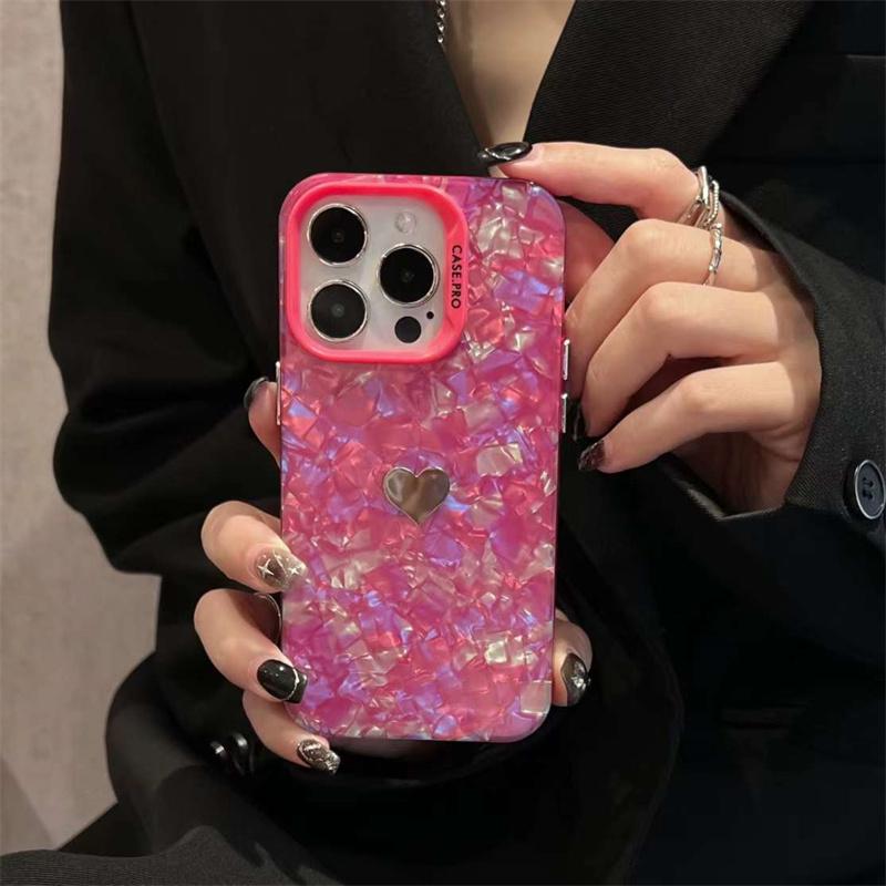 

Роскошный модный чехол для телефона с рисунком ракушки и сердечком для iPhone 15 14 13 12 11 Pro Max X XS XR XS Max противоударный чехол iPhone 15 Pro Max розы красного